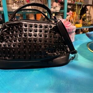 Elegant Black Studded Satchel